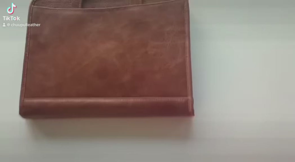 leather padfolio with adjustable handles for pad or laptop